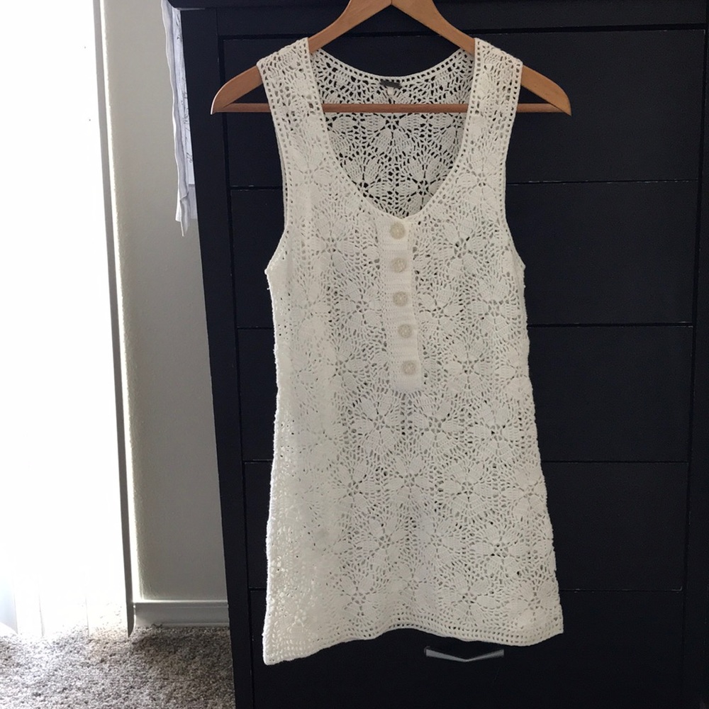 Free People white crochet mini dress/cover up